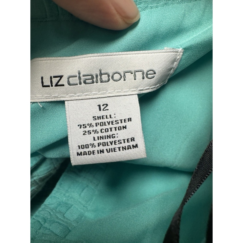 Liz‎ Claiborne Aqua Green Sheath Midi Dress Scoop Neck Midi Size 12 Sleeveless - Picture 10 of 11